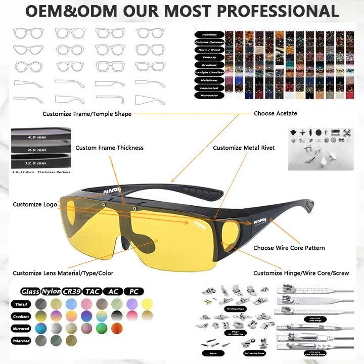 Polarized UV400 High-Quality Fashion Tac Lens PC Frame Outdoor Men Driving Night Vision Sun Glasses Custom Sport Sunglasses