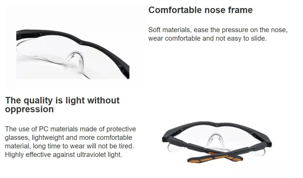 PC Material Anti-Scratch and Anti-Fog Protective Safety Glasses for Personal Protection