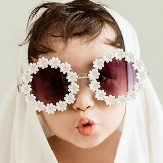 2023 Design New Trendy Cartoon Frame Sunflower Daisy Cute Sunglasses Shades for Kids